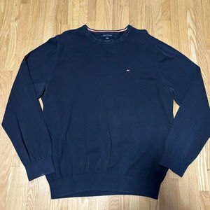 Tommy Hilfiger Premium Cotton Classic Blue Crewneck  Long Sleeve Sweater